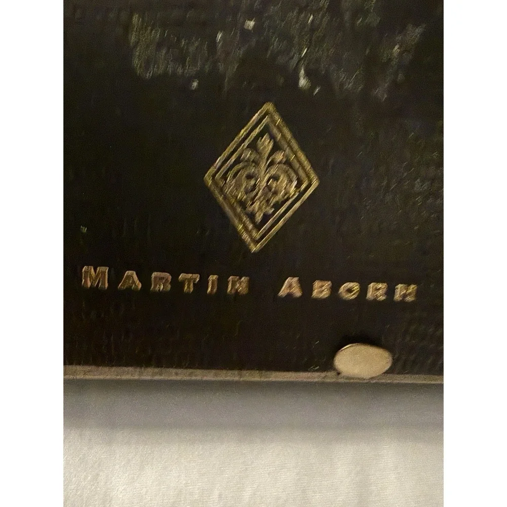 Martin Aborn Frame Green Lacquer Reeded Gold Trim Embossed Back Italy 9x7